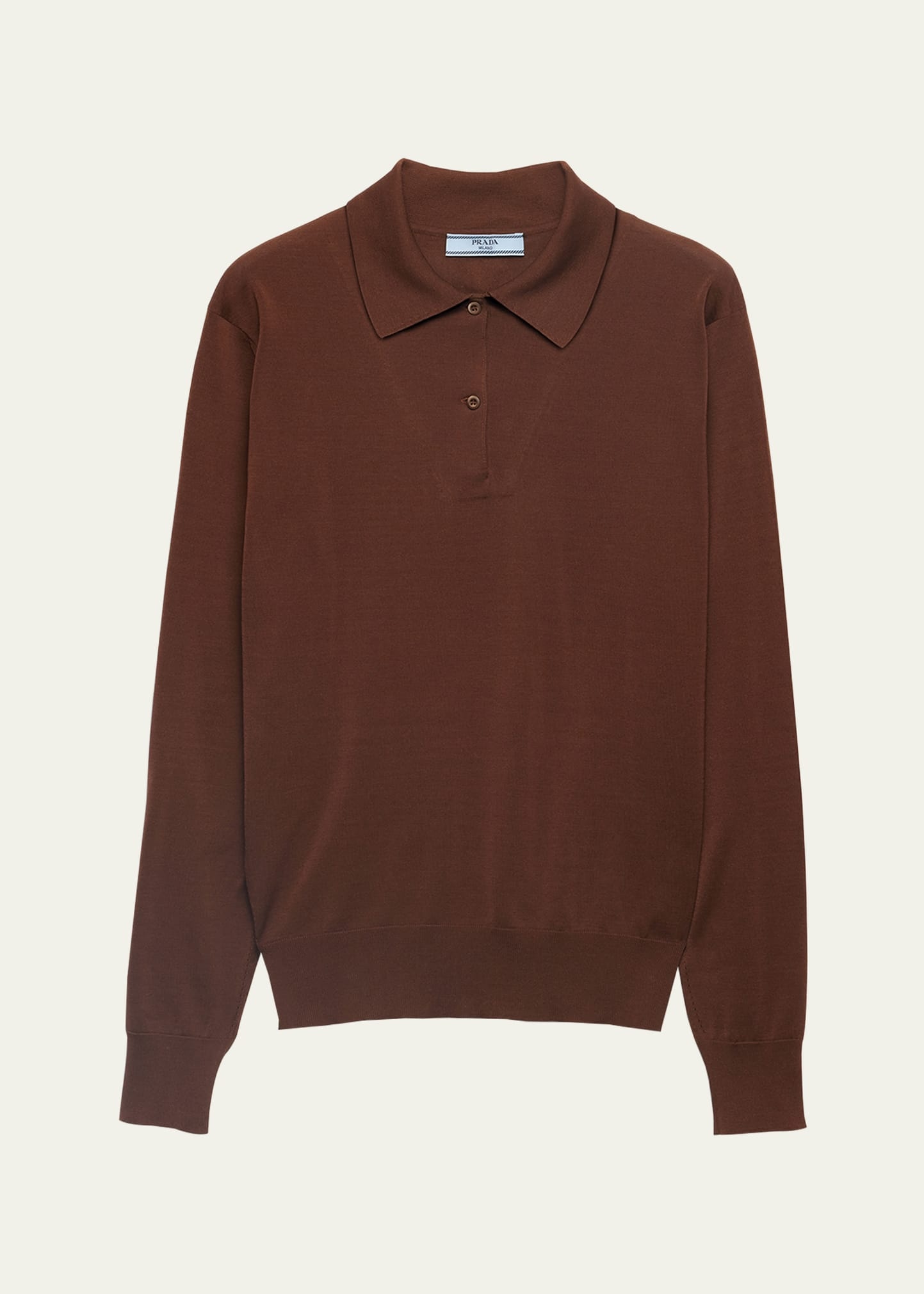 Cotton Long-Sleeve Polo Sweater - 1