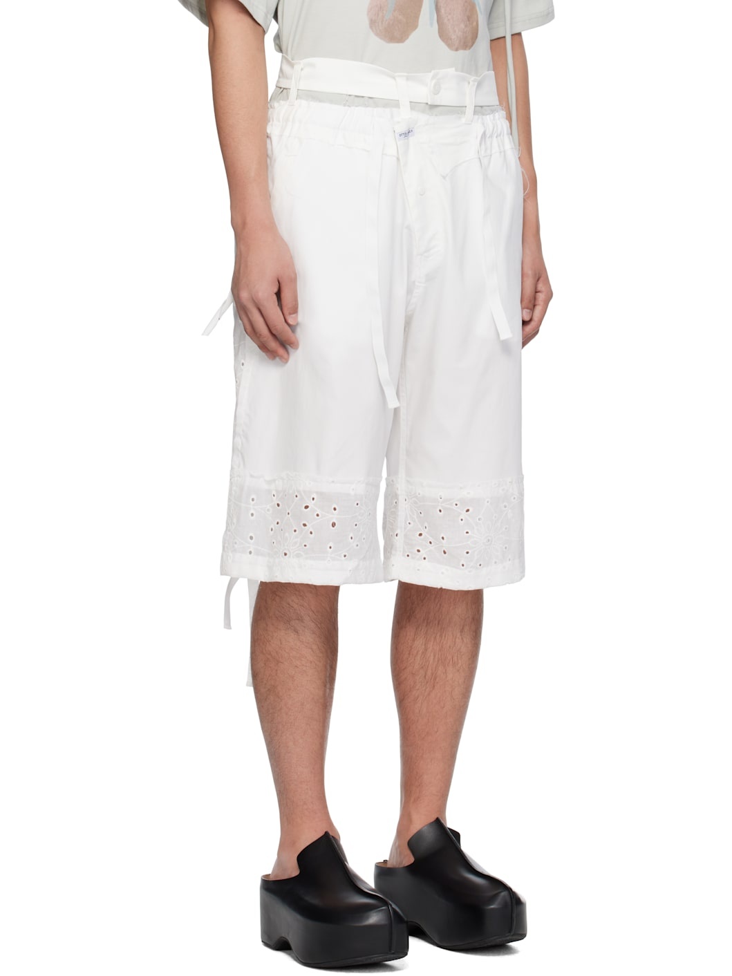 White Baggy Cargo Shorts - 2