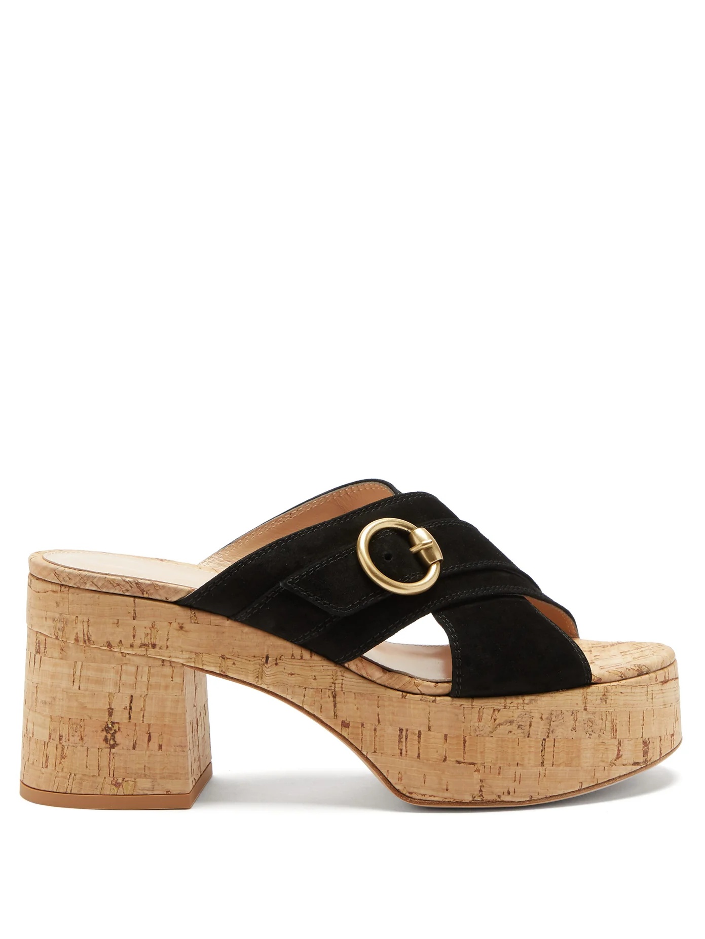 Cork-platform suede sandals - 1