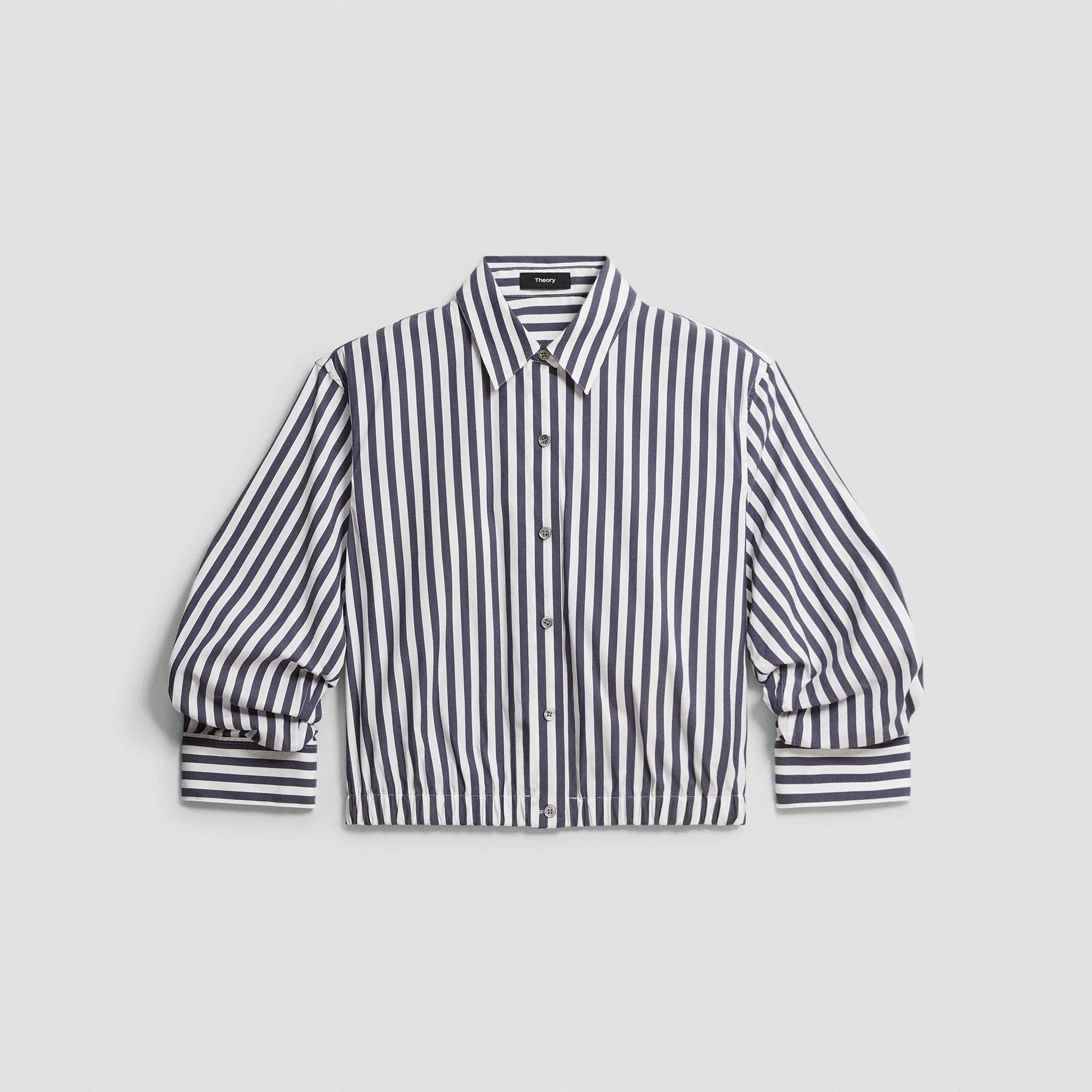 Cropped Shirt in Awning Stripe - 1