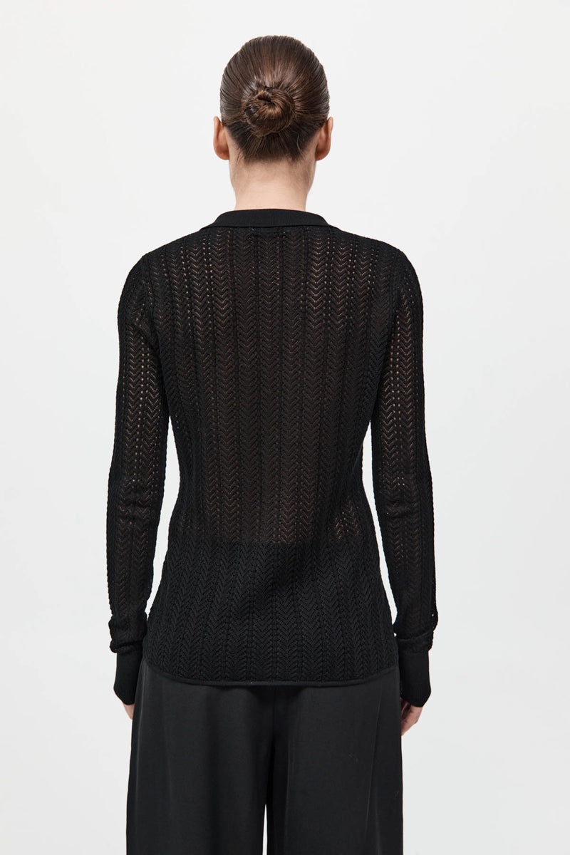 Textured Knit Shirt - Black - 6