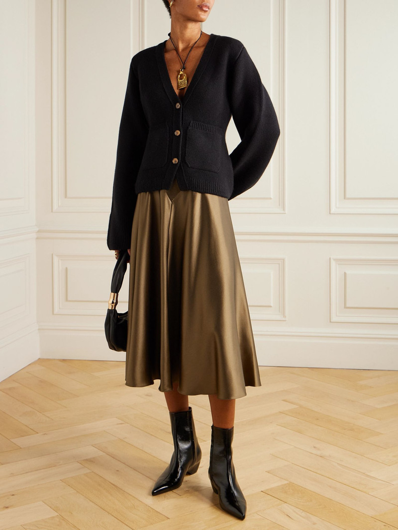 Altuzarra Ames silk-satin midi skirt Dark green outlook