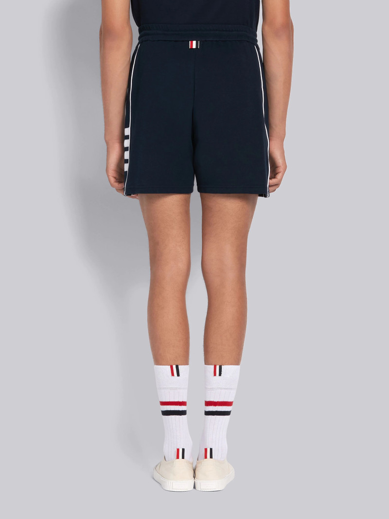Navy Cotton Interlock Seamed 4-Bar Track Shorts 3