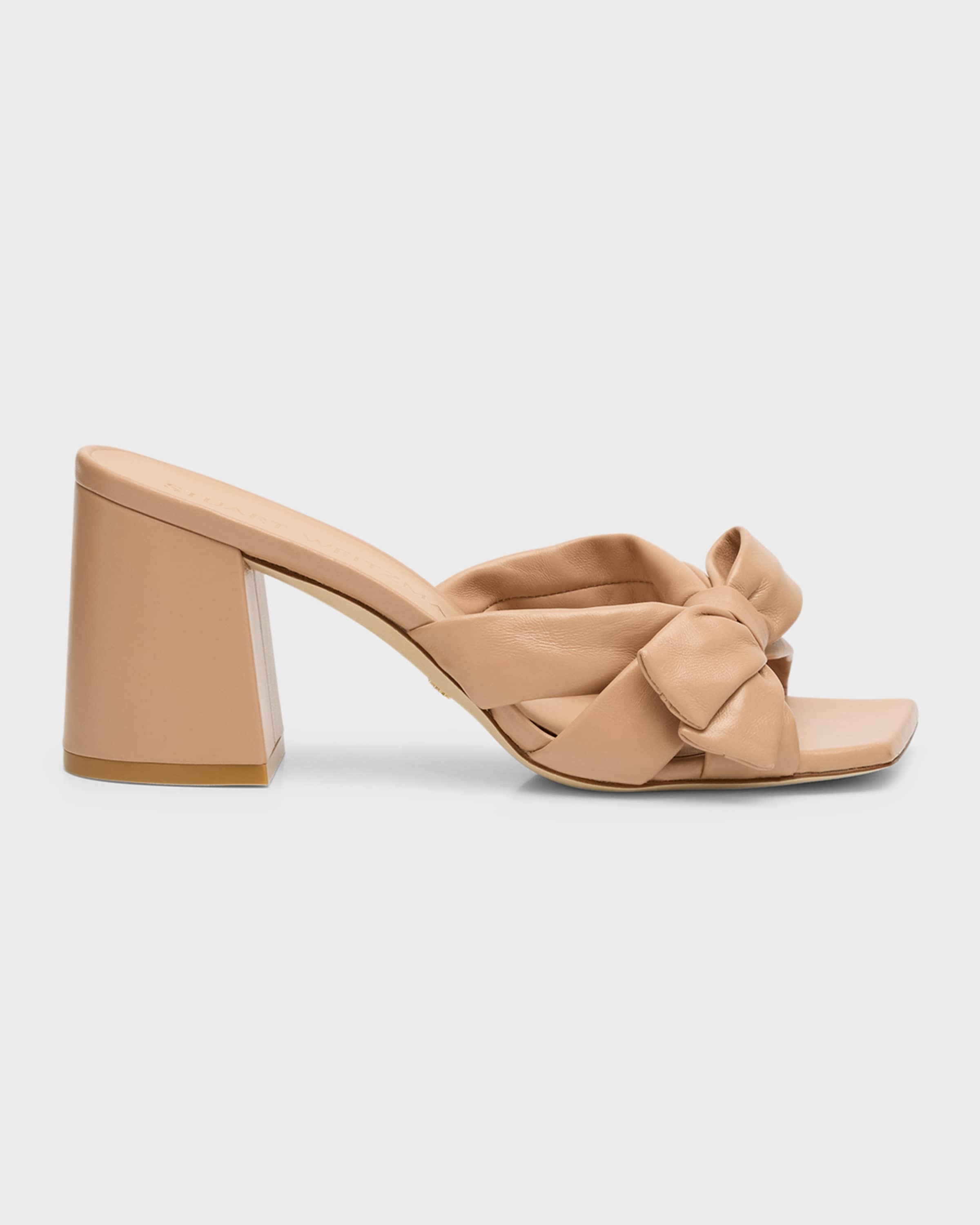 Sofia Leather Bow Mule Sandals - 1