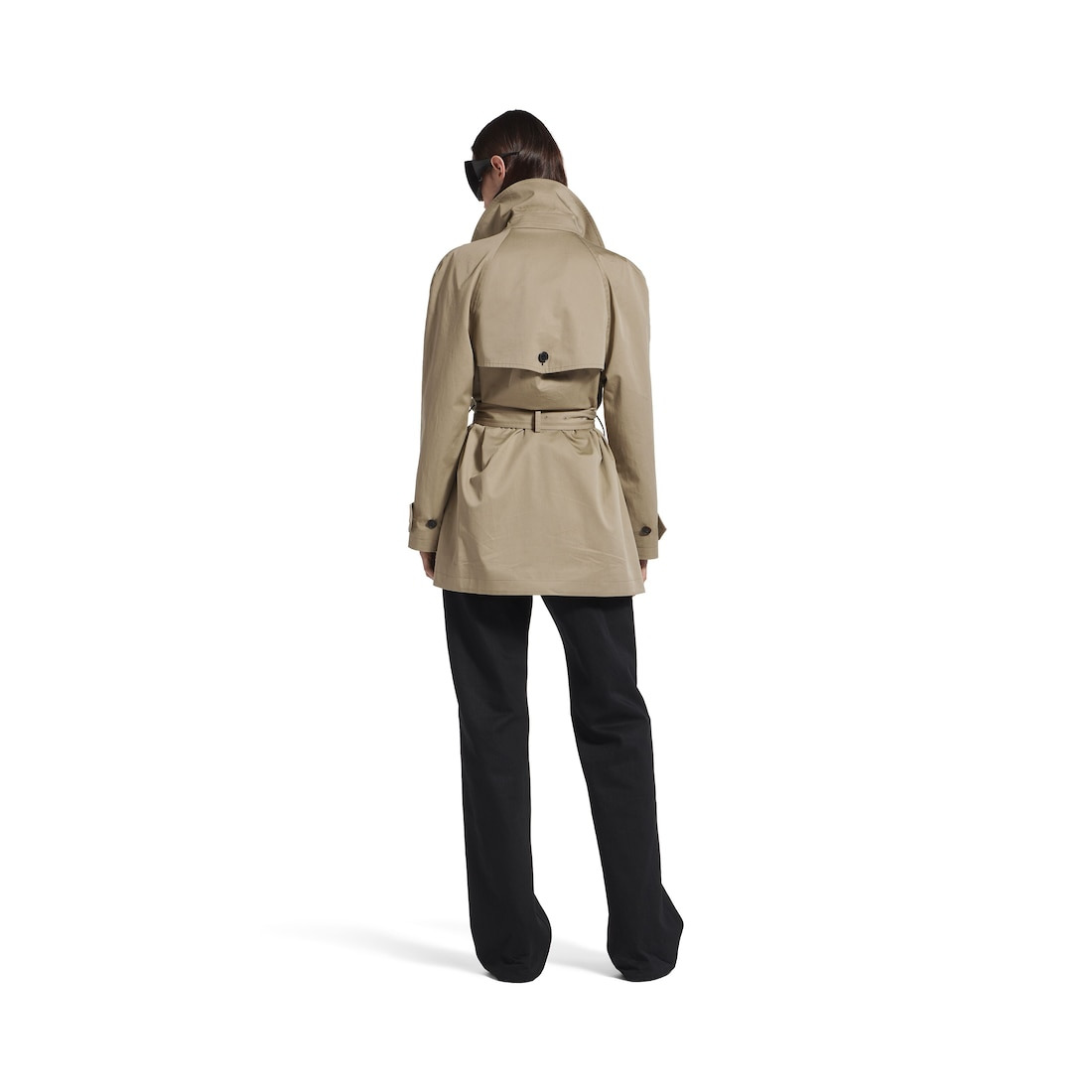 Women's Cocoon Short Trench in Beige - 4