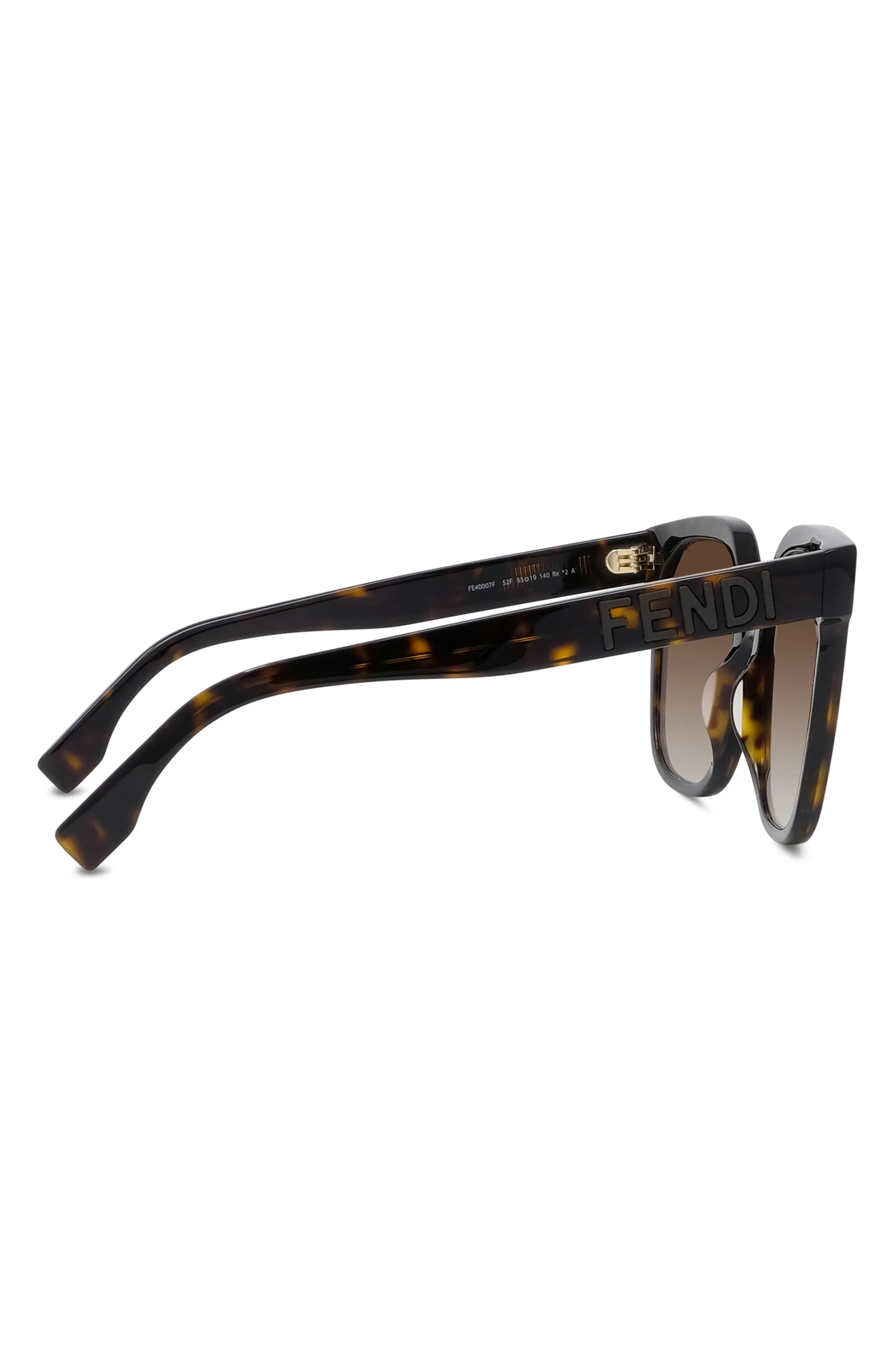 'Fendi Lettering 55mm Gradient Geometric Sunglasses in Dark Havana /Gradient Brown - 5