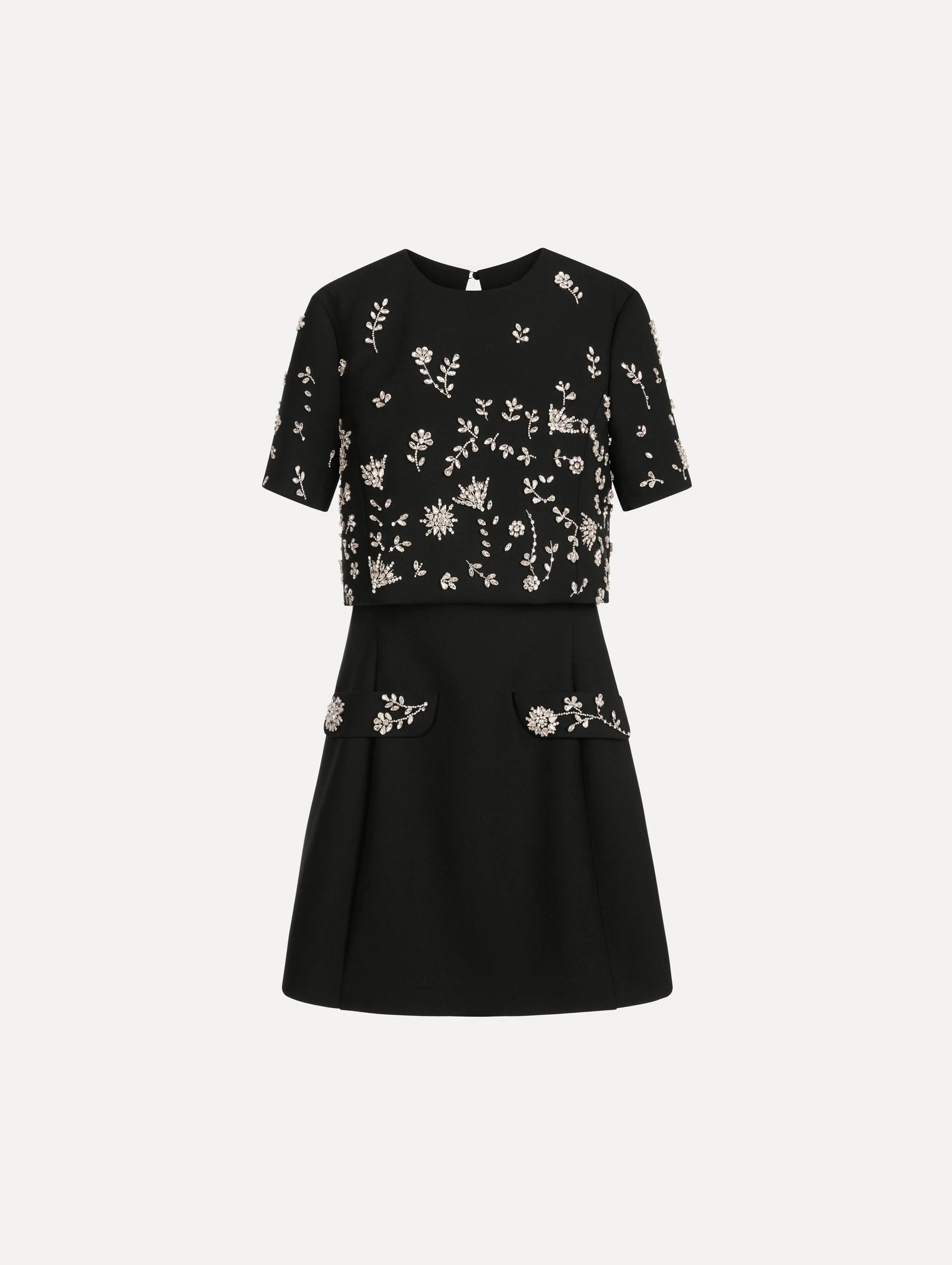 CRYSTAL FLORAL EMBROIDERED COCKTAIL DRESS - 1