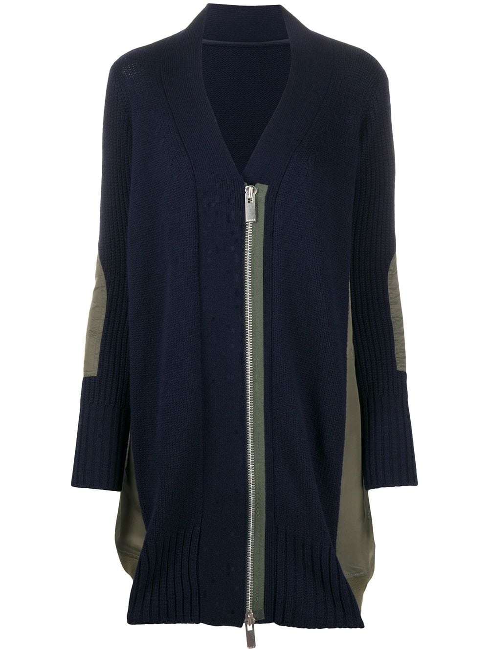 colour block zip front cardigan - 1