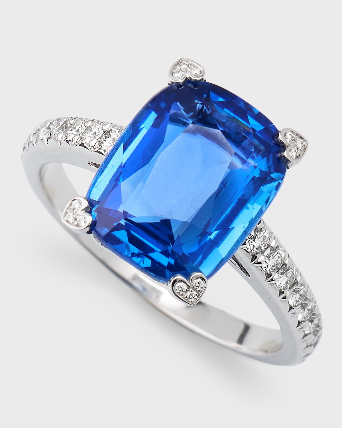 High Jewelry 18K White Gold One-of-a-Kind Blue Sapphire Solitaire Ring - 4