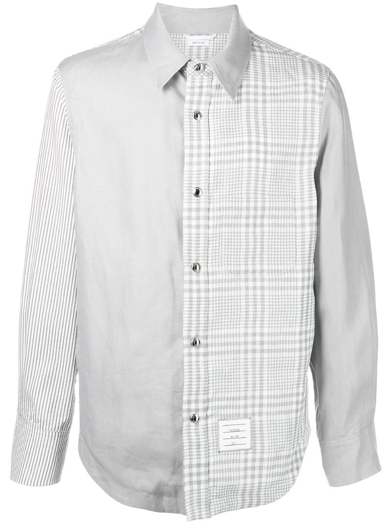 panelled linen shirt - 1