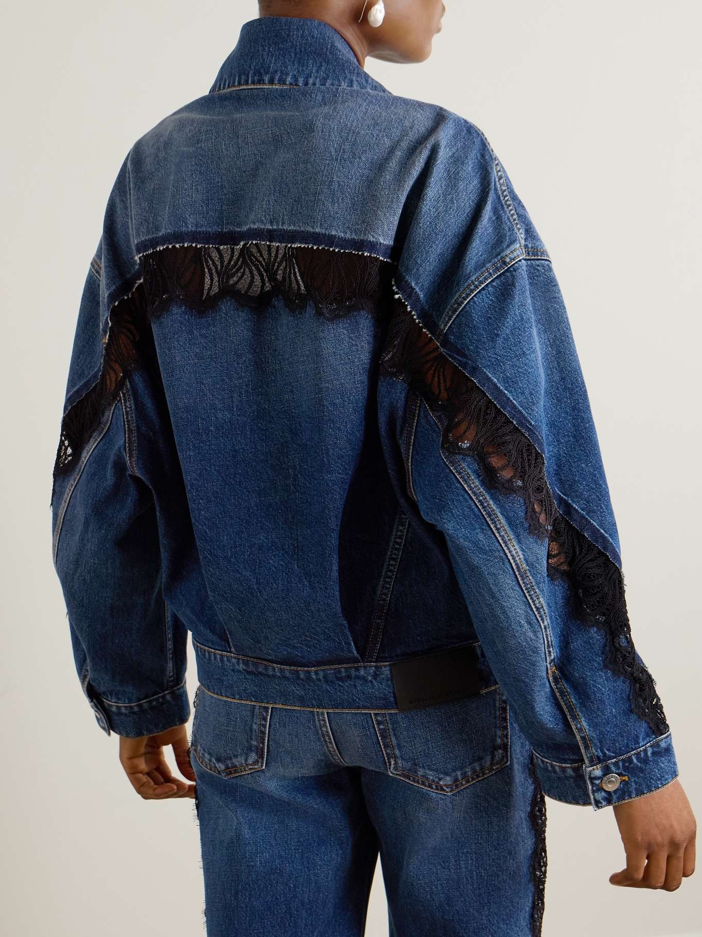 Lace-trimmed denim jacket - 4