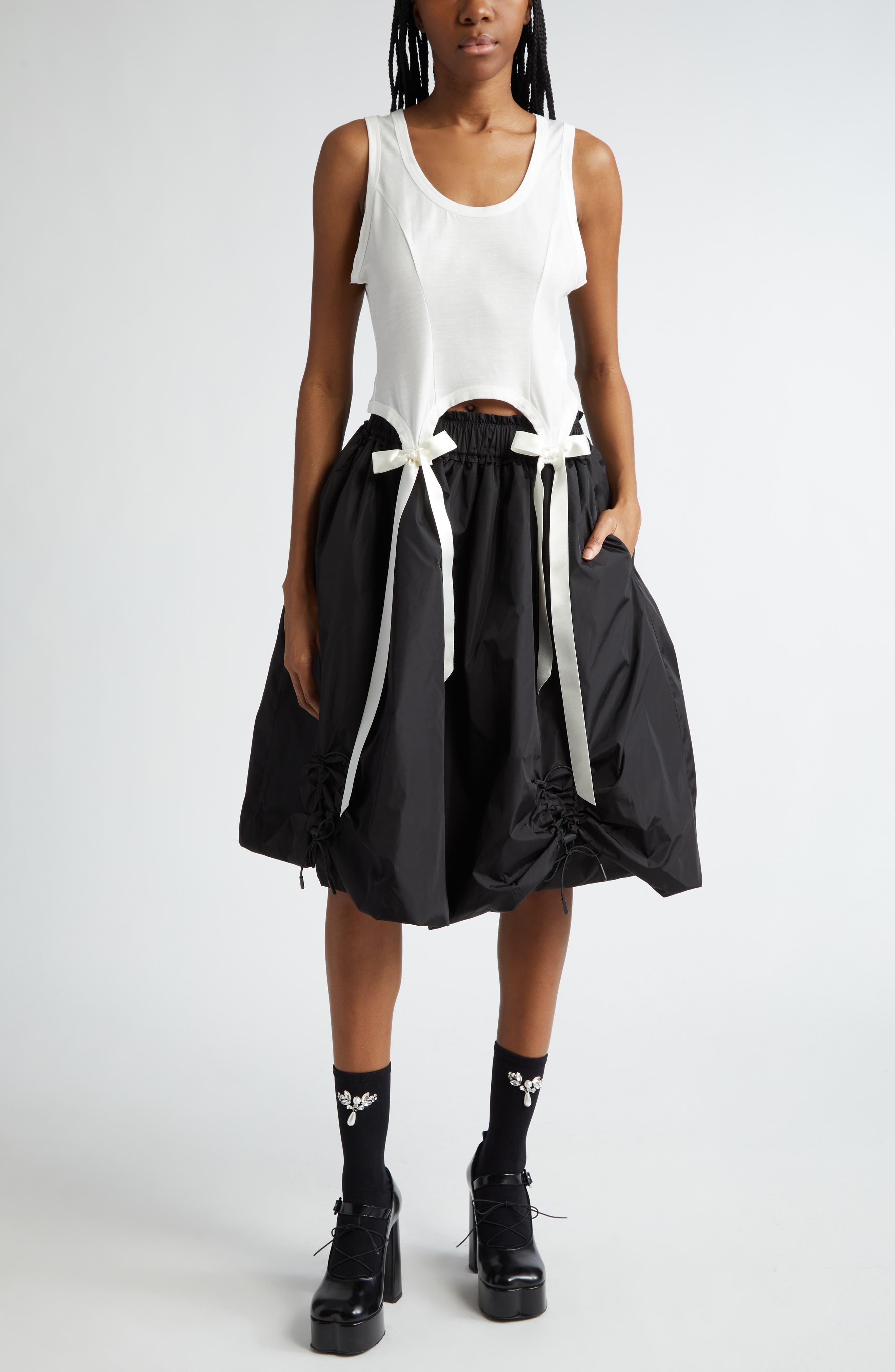 Simone Rocha Easy Bow Tails Cotton Tank in Ivory at Nordstrom - 2