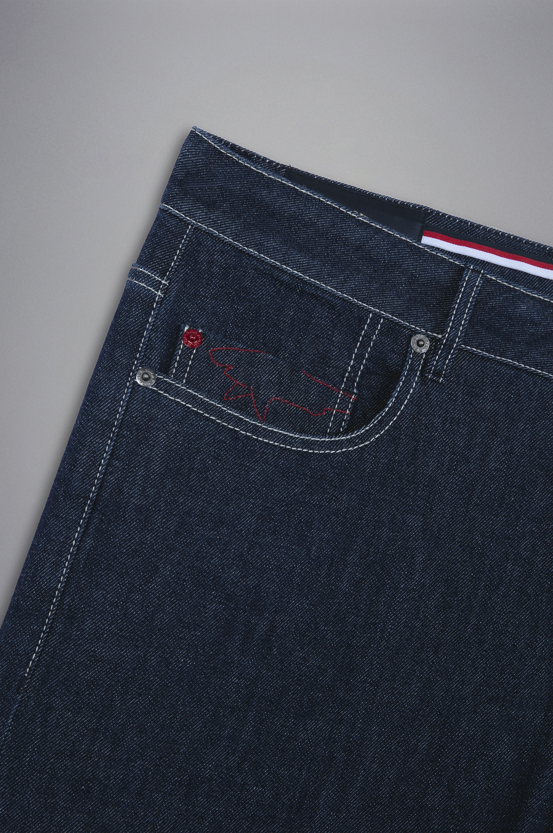 RED RIVET STRETCH JEANS - 5