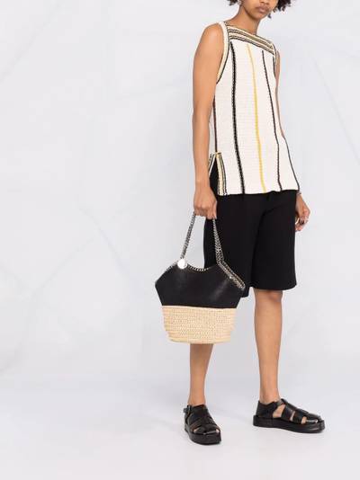 Stella McCartney Falabella panelled straw shoulder bag outlook