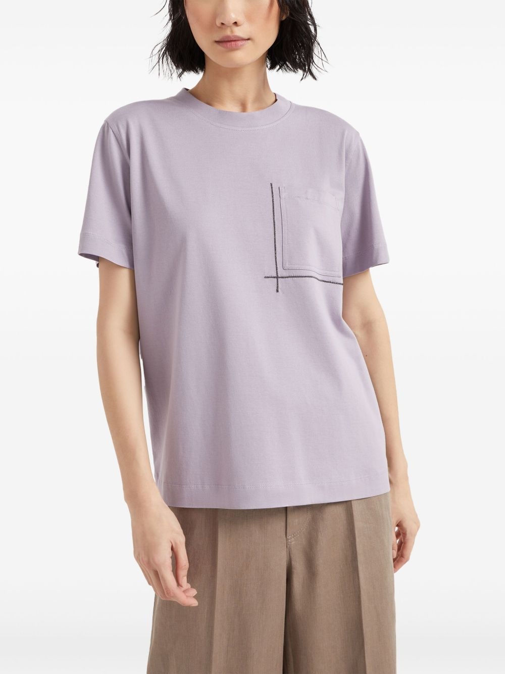 Monili-embellished cotton T-shirt - 3