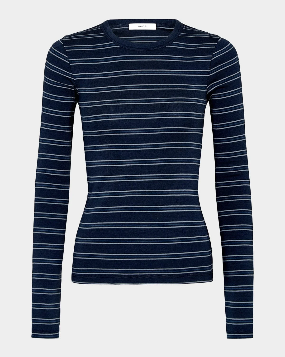 Striped Long-Sleeve Crewneck Tee - 1