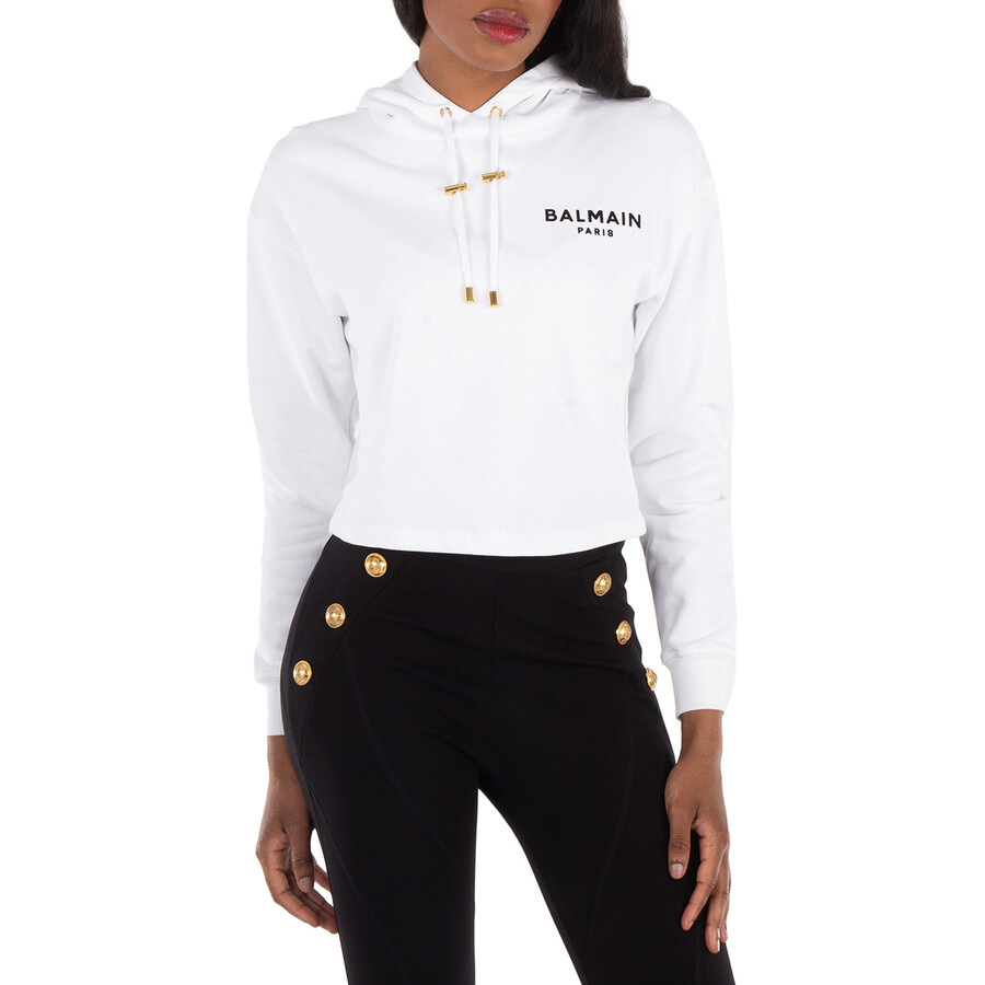 Balmain Flocked Balmain Paris Hoodie - 1