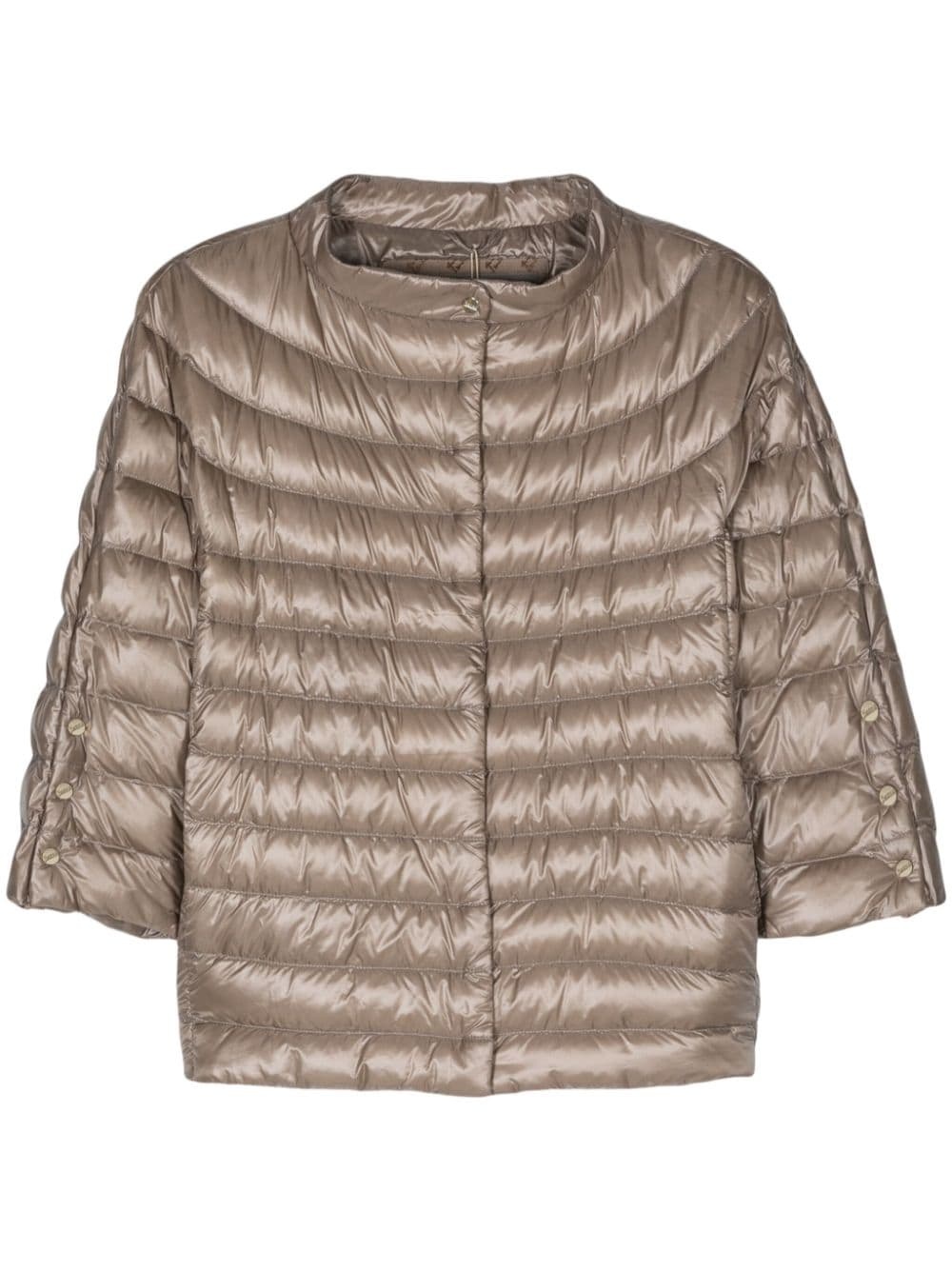 collarless puffer jacket - 1