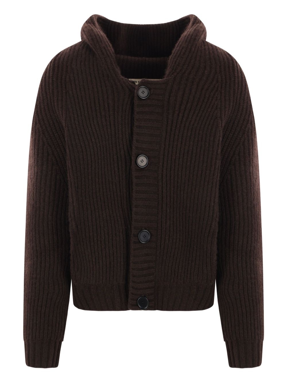 hooded ribbed cardigan - 2