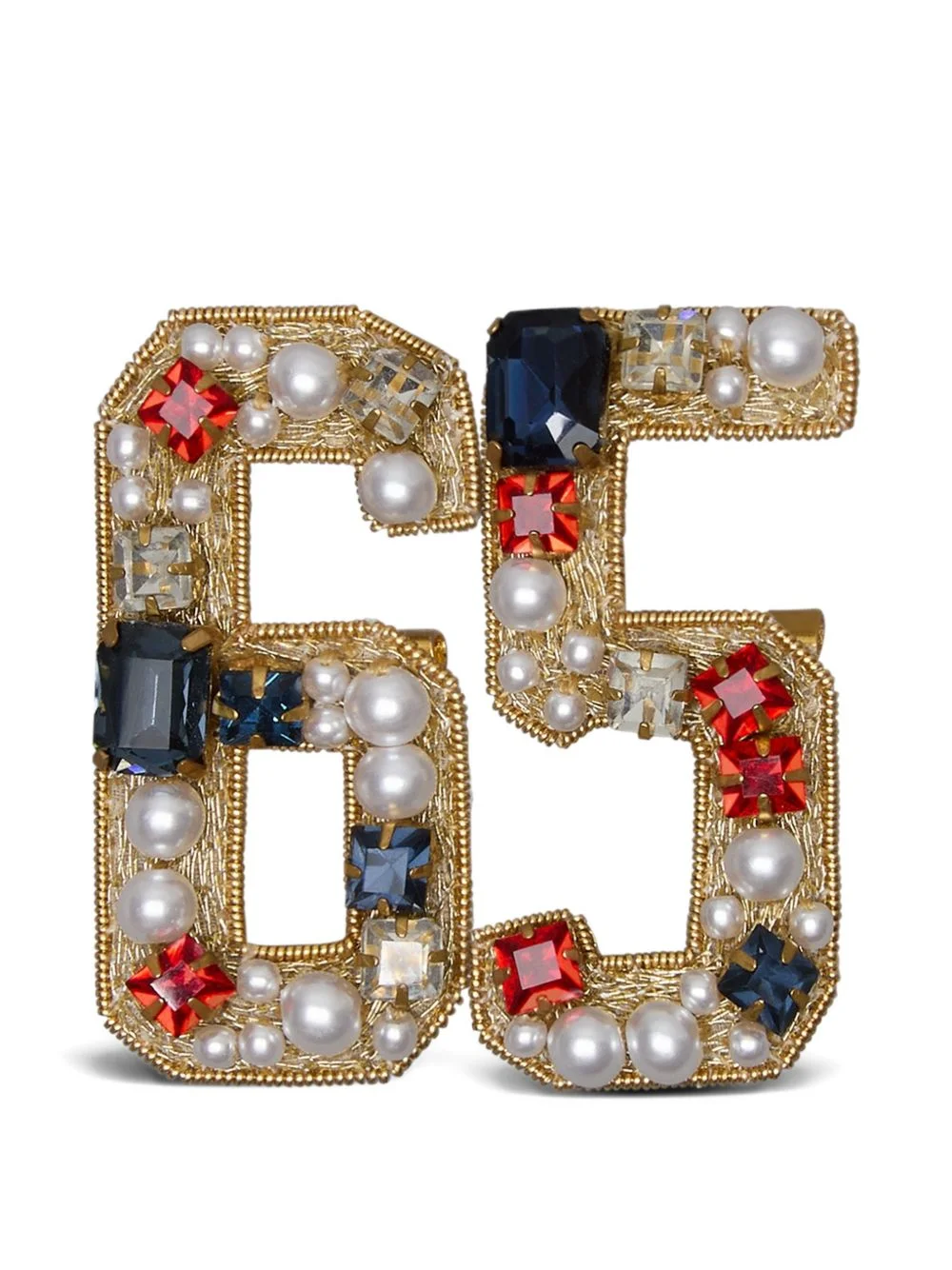 crystal-embellishment embroidery brooch - 1