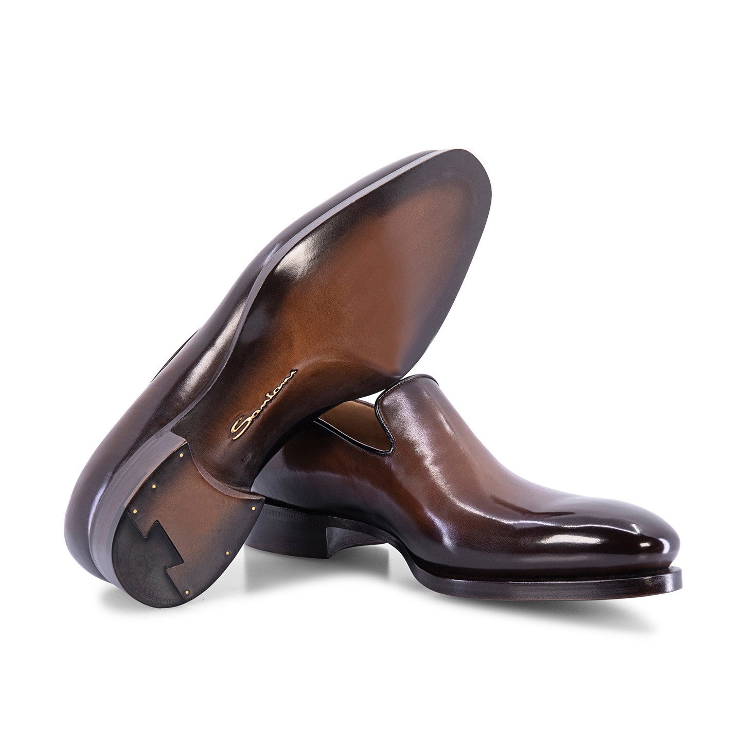Men’s polished  brown leather Uniqua loafer - 3