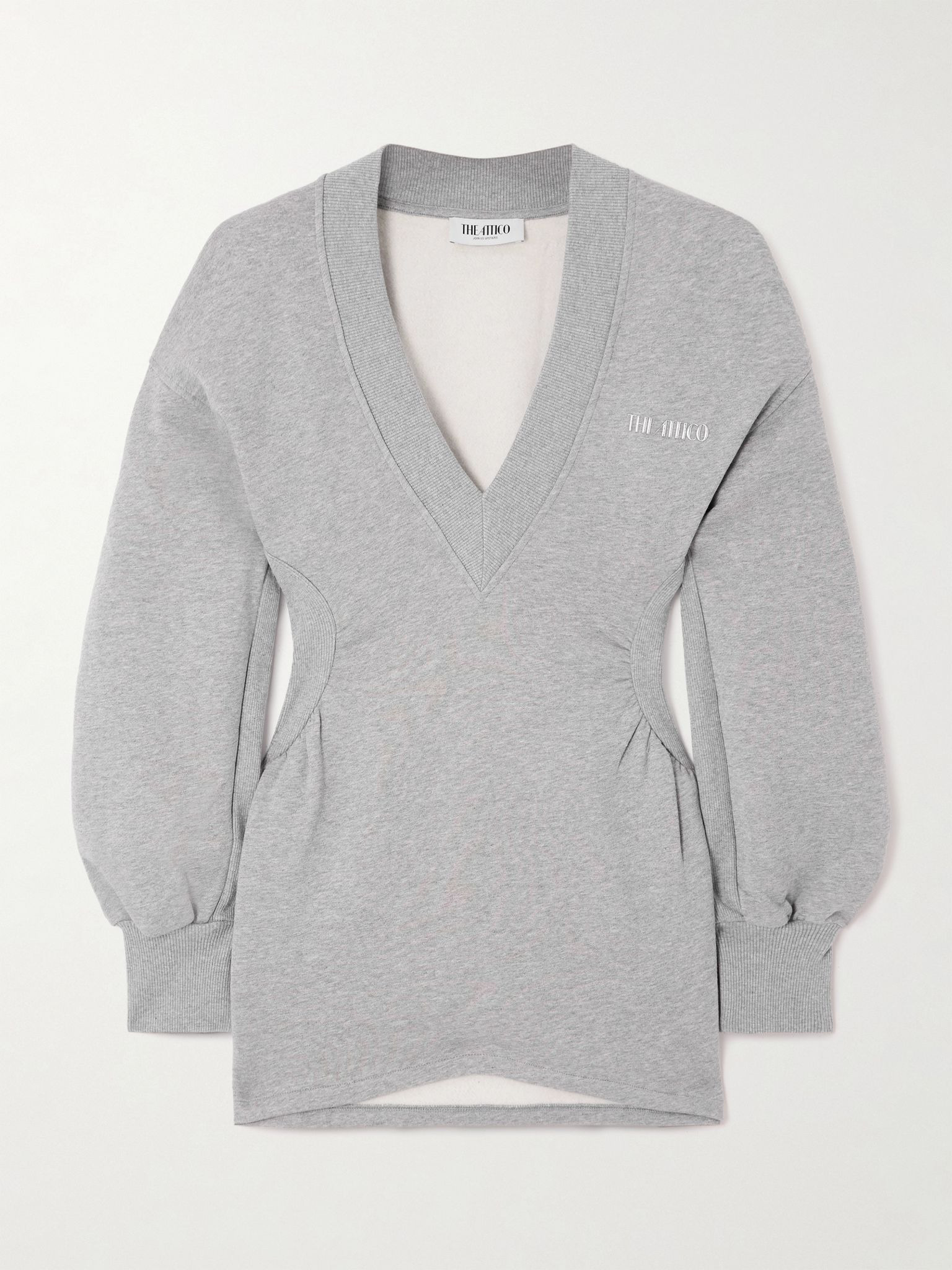 Appliquéd cotton-jersey mini dress Gray - 1