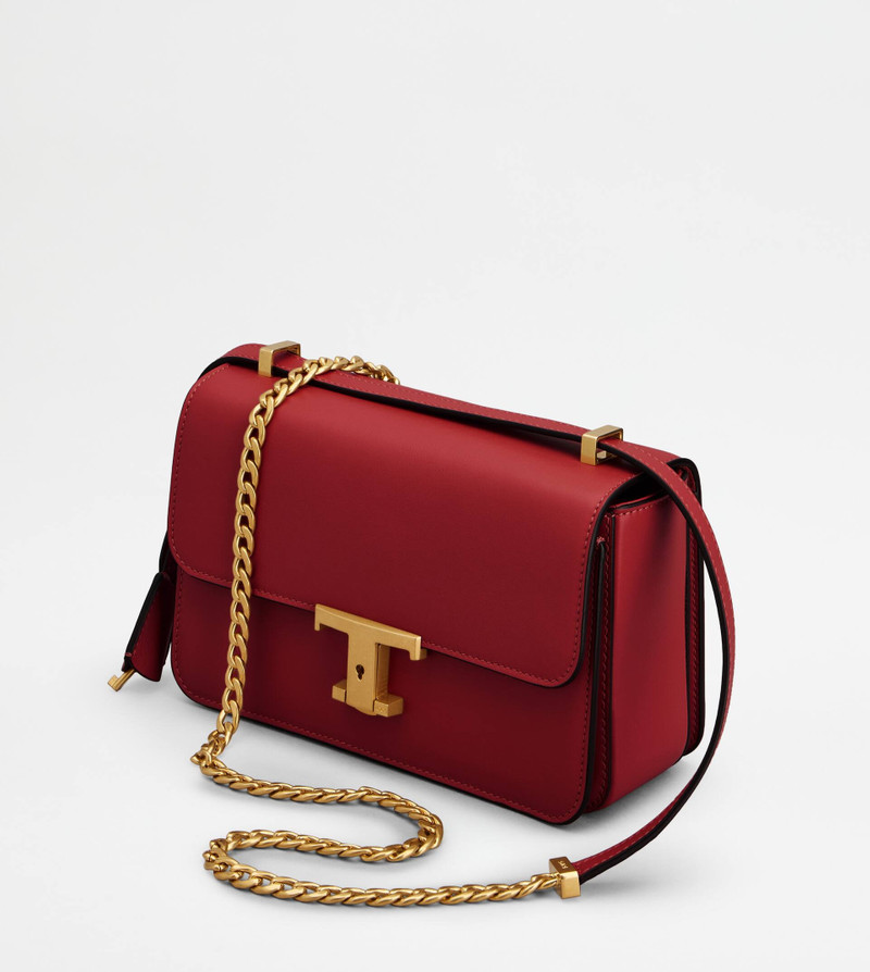 T TIMELESS FLAP BAG IN LEATHER MINI - RED 6