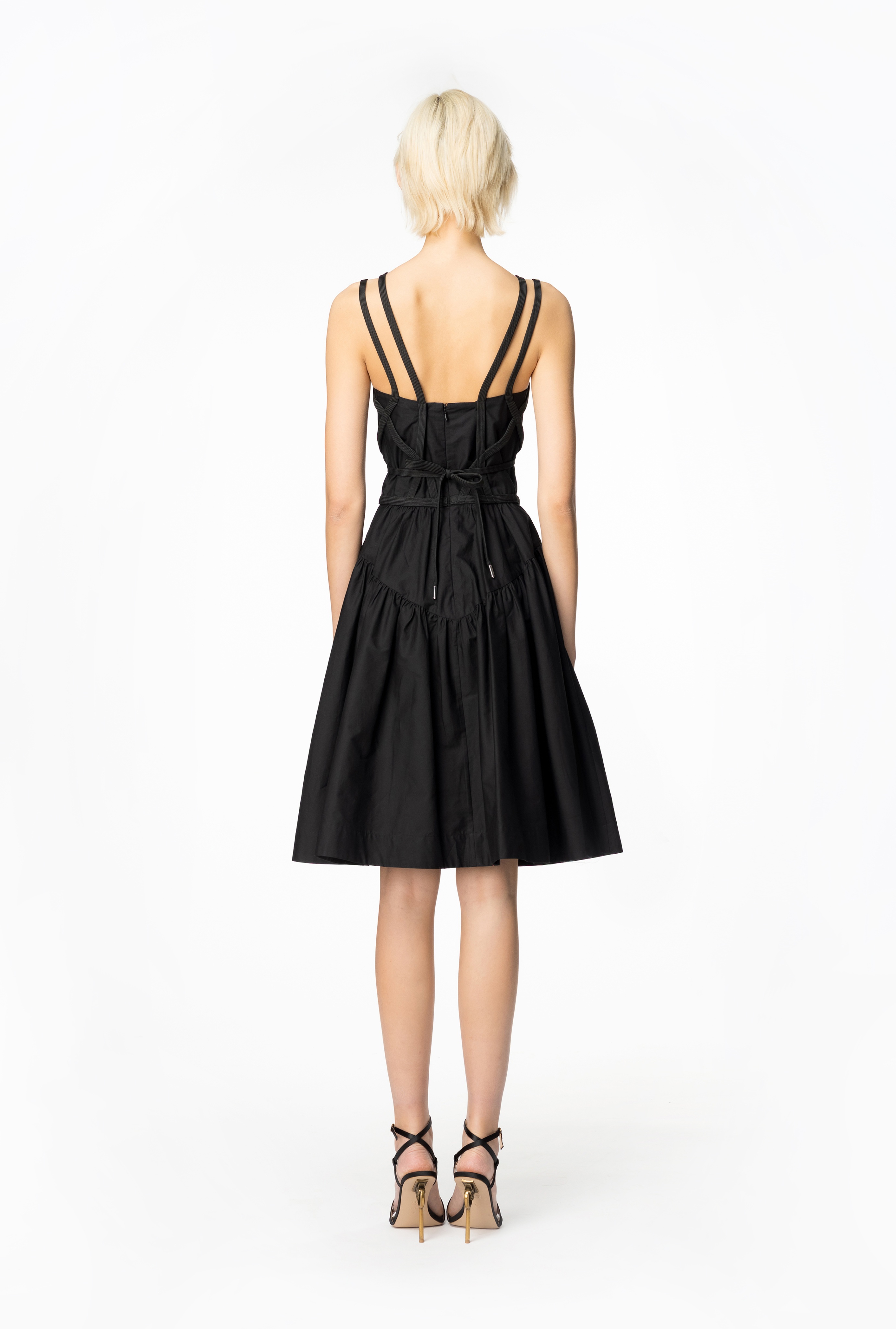 POPLIN DRESS WITH BUSTIER LACING - 5