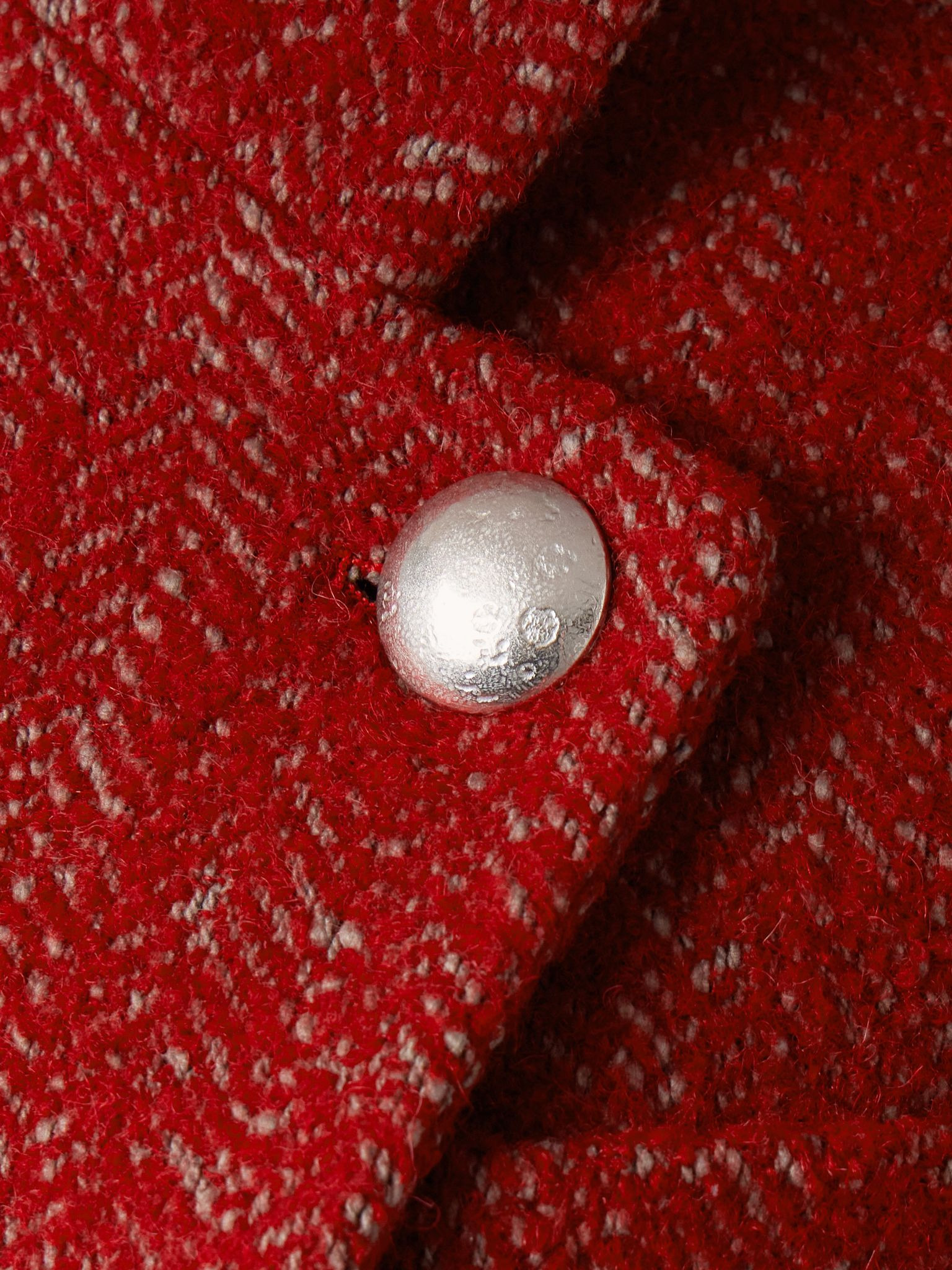 Giusa double-breasted herringbone-twill coat Red - 6