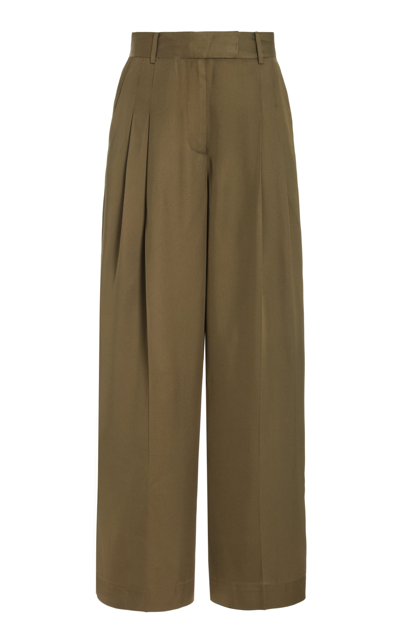 Exclusive Pleated Satin Wide-Leg Pants green - 1