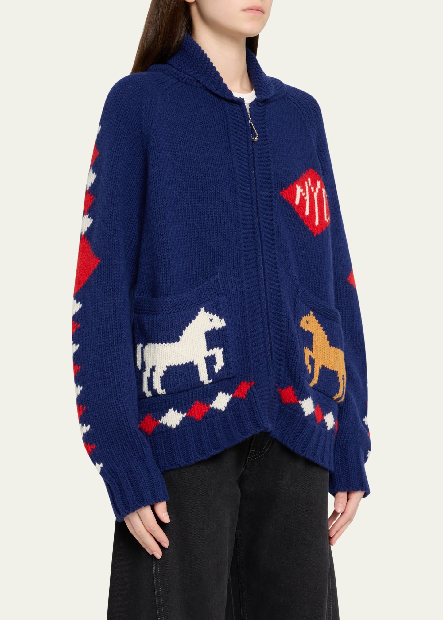 Diamond Corral Horse Merino Wool Cardigan - 4