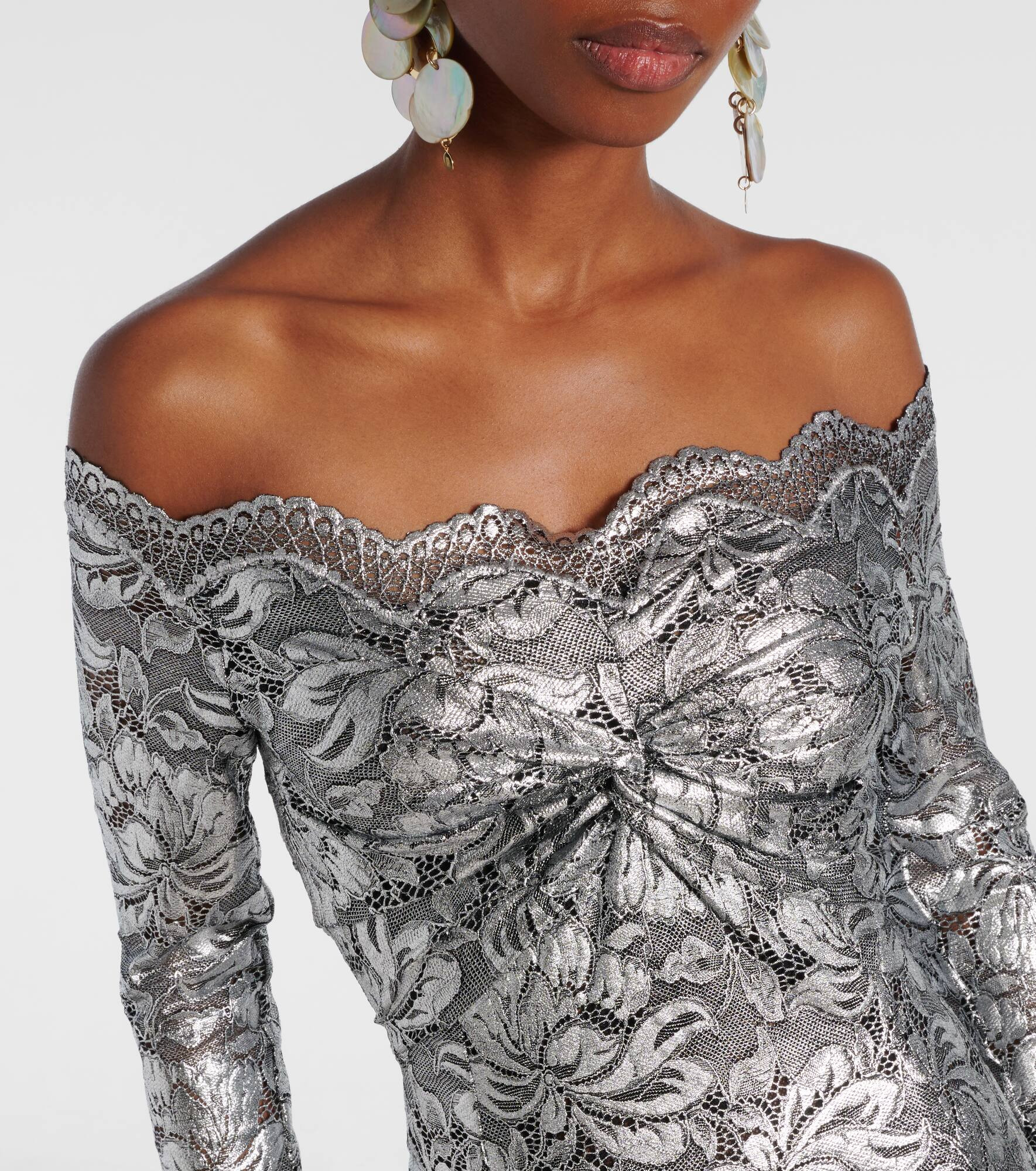 Metallic-effect lace maxi dress - 4