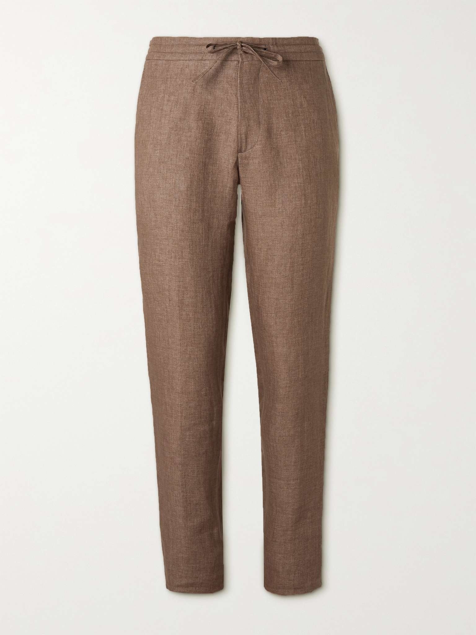 Slim-Fit Linen Drawstring Trousers - 1