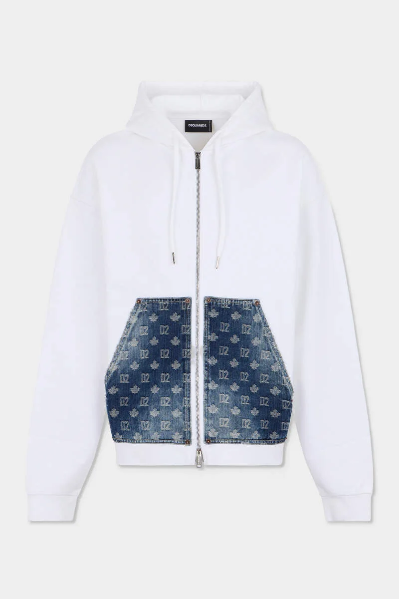 D2 MONOGRAM RELAX FIT ZIPPED HOODIE - 1