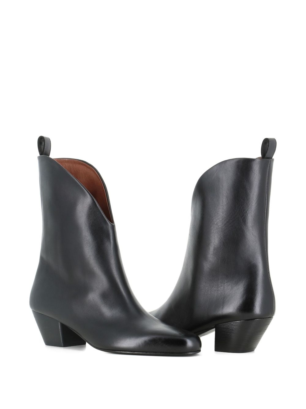 v-cut leather boots - 2