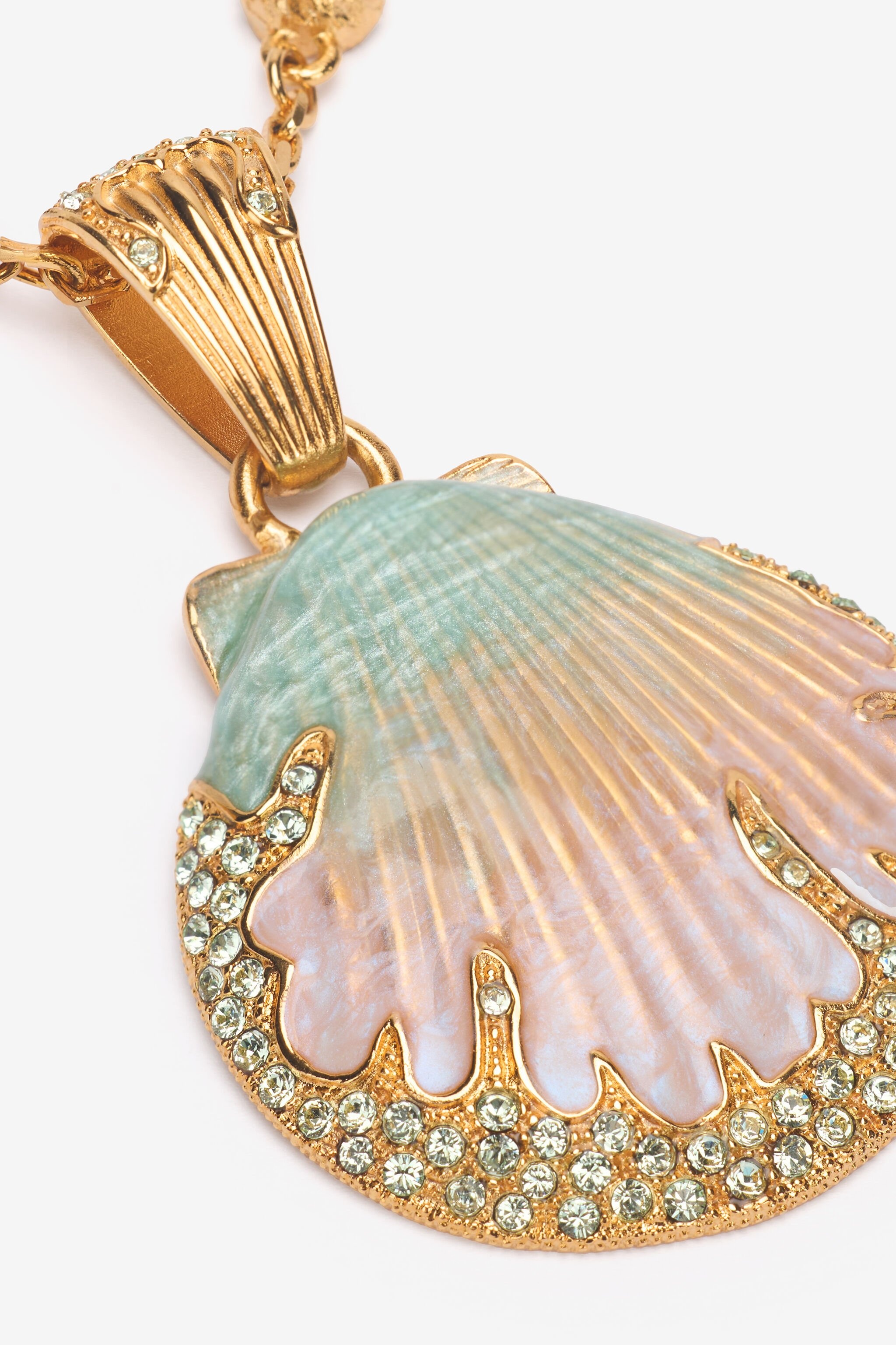 Necklace With Shell Pendant And Crystals - 5