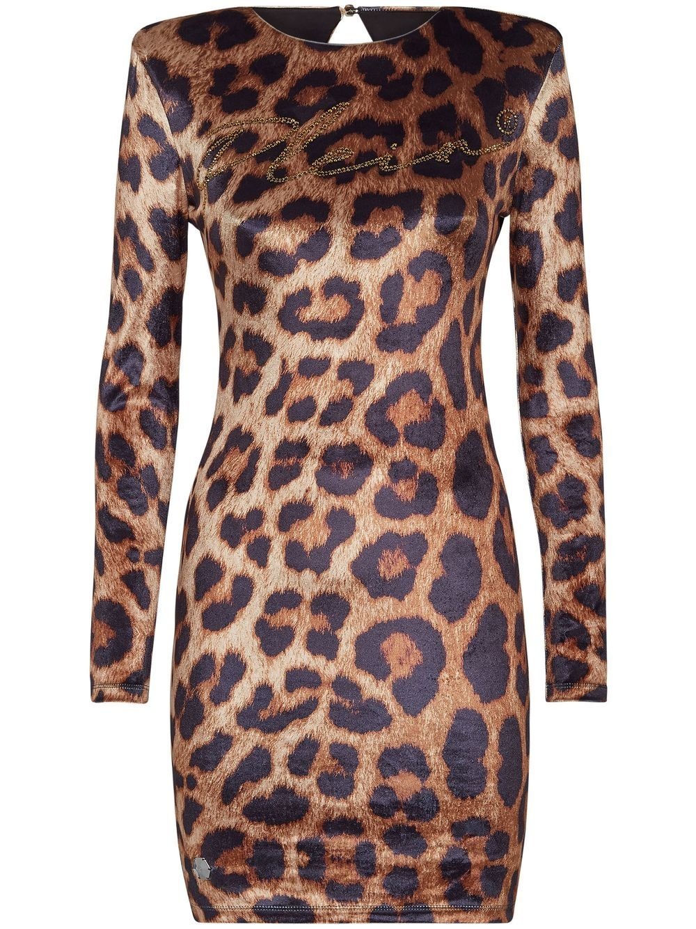 leopard-print cut-out mini dress - 1