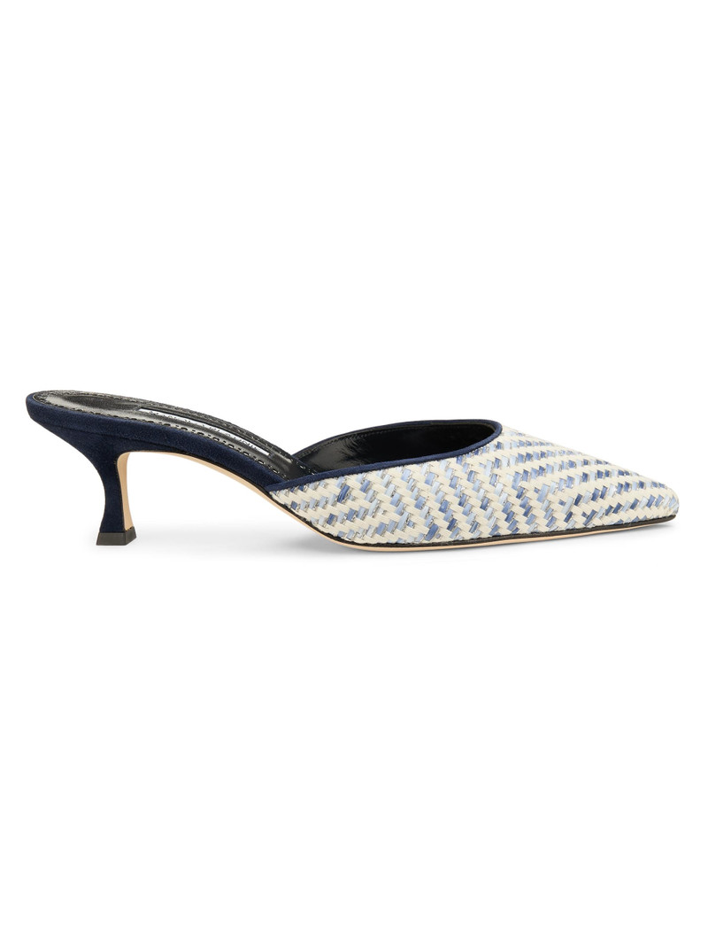 Women's Carolyne 50MM Raffia Mules - Silver 1