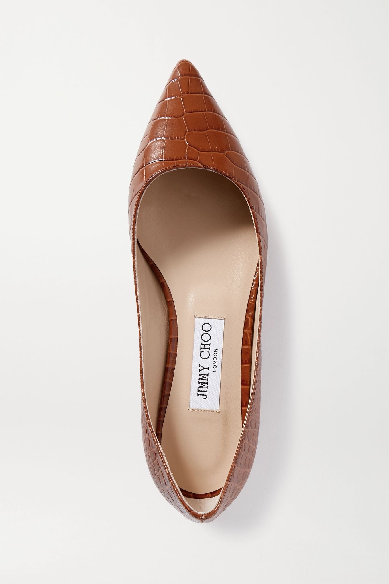 Love croc-effect leather point-toe flats - 5