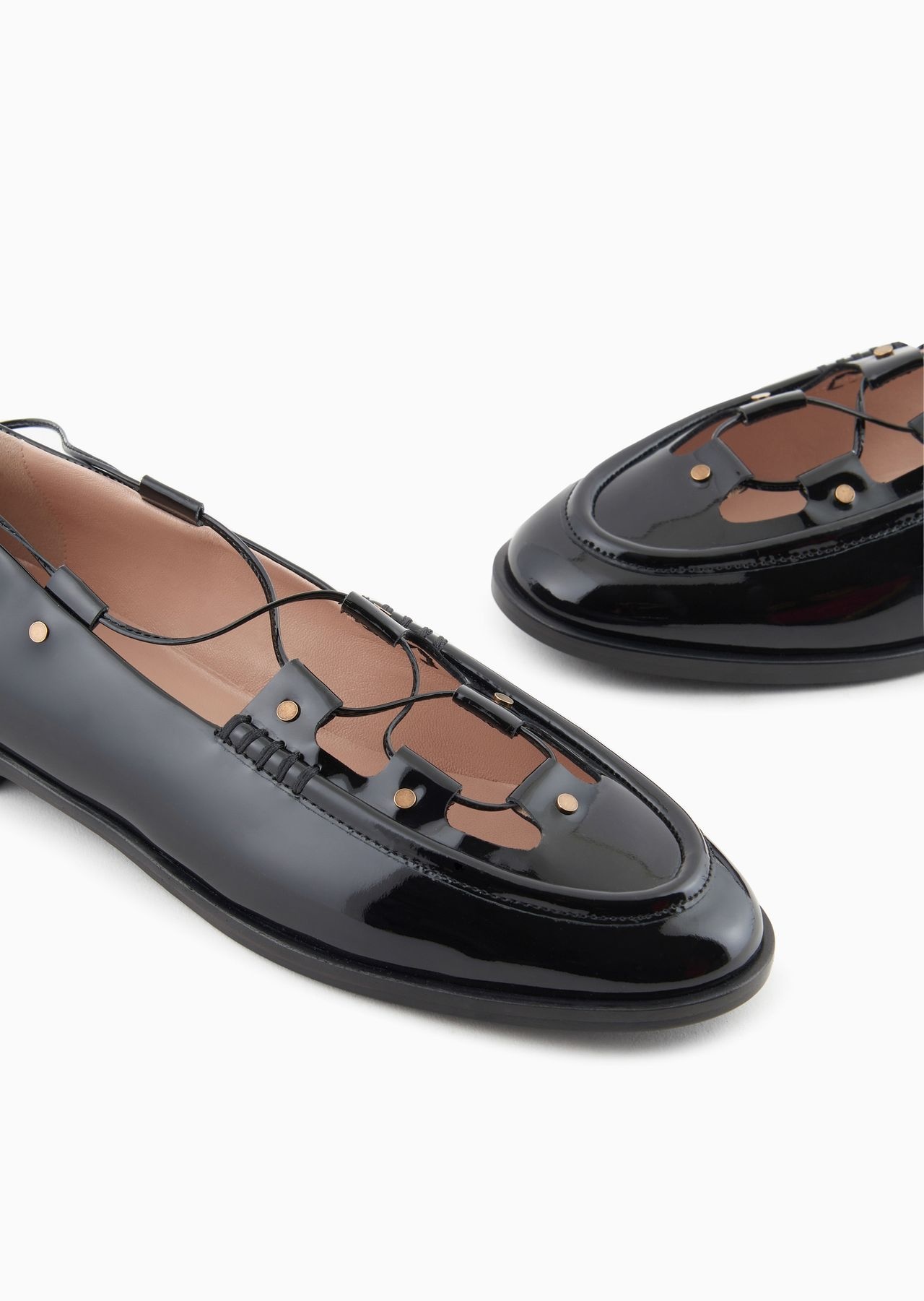 Patent-leather lace-up loafers - 5