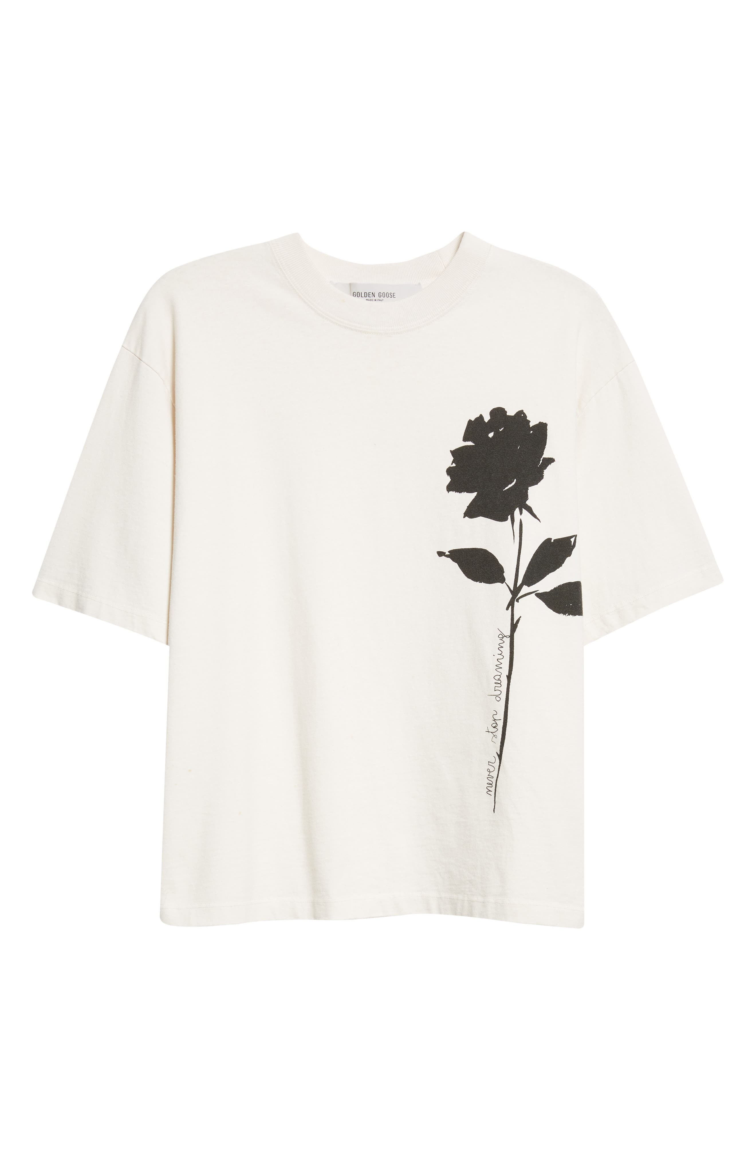 Golden Goose Journey Boxy Floral Graphic T-Shirt in Artic Wolf/Black at Nordstrom - 6