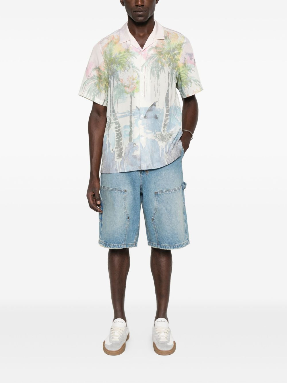 double-pocket denim shorts - 2