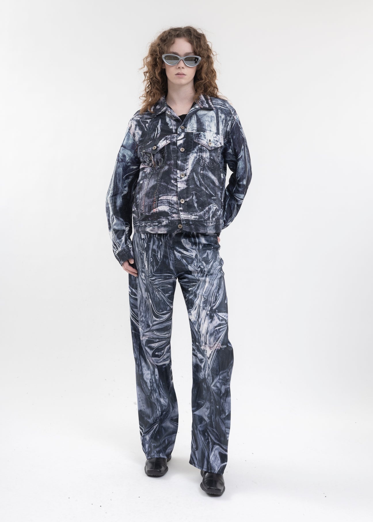 BLACK MIRAGE PRINTED DENIM JACKET - 5