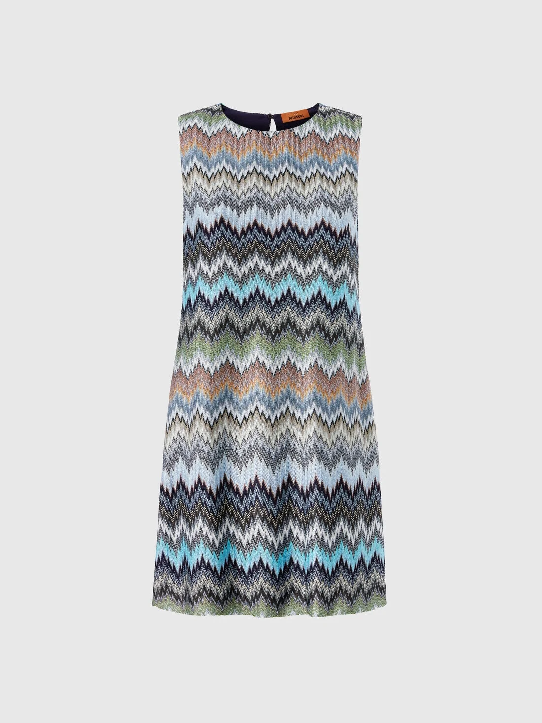Sleeveless Viscose Chevron Mini Dress - 1