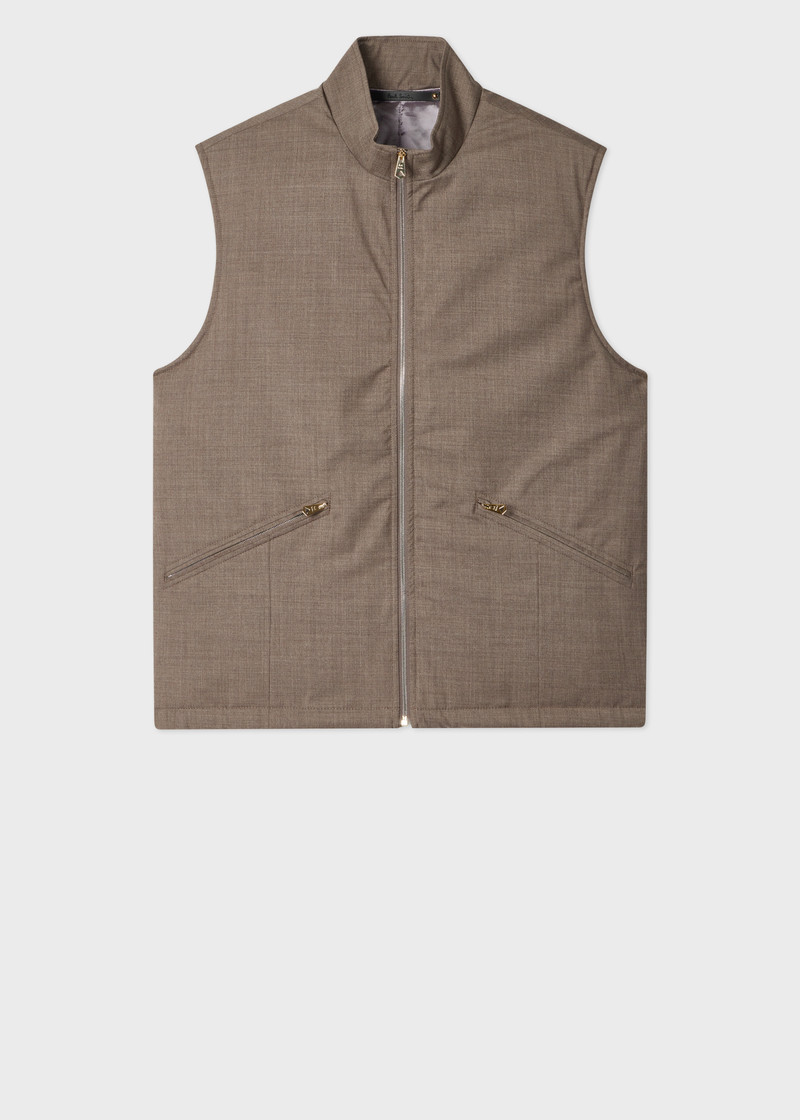 Brown Melange 'Storm System' Wool Gilet 1