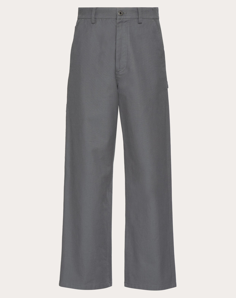 STRETCH COTTON CANVAS CARGO PANTS WITH METALLIC V DETAIL 1