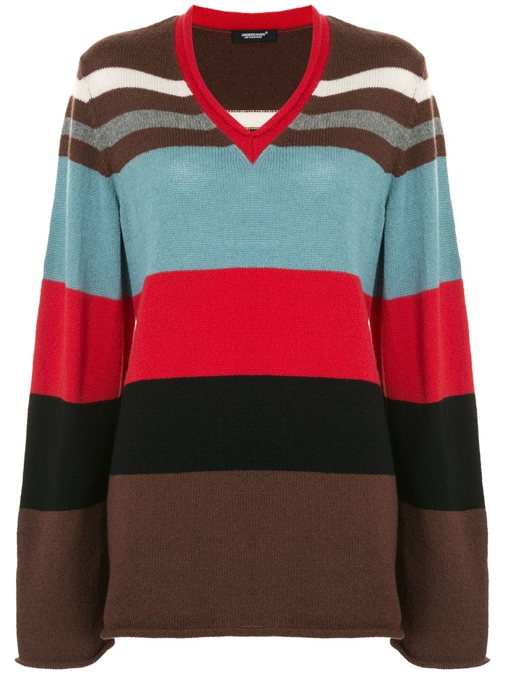 colour block V-neck jumper - 1