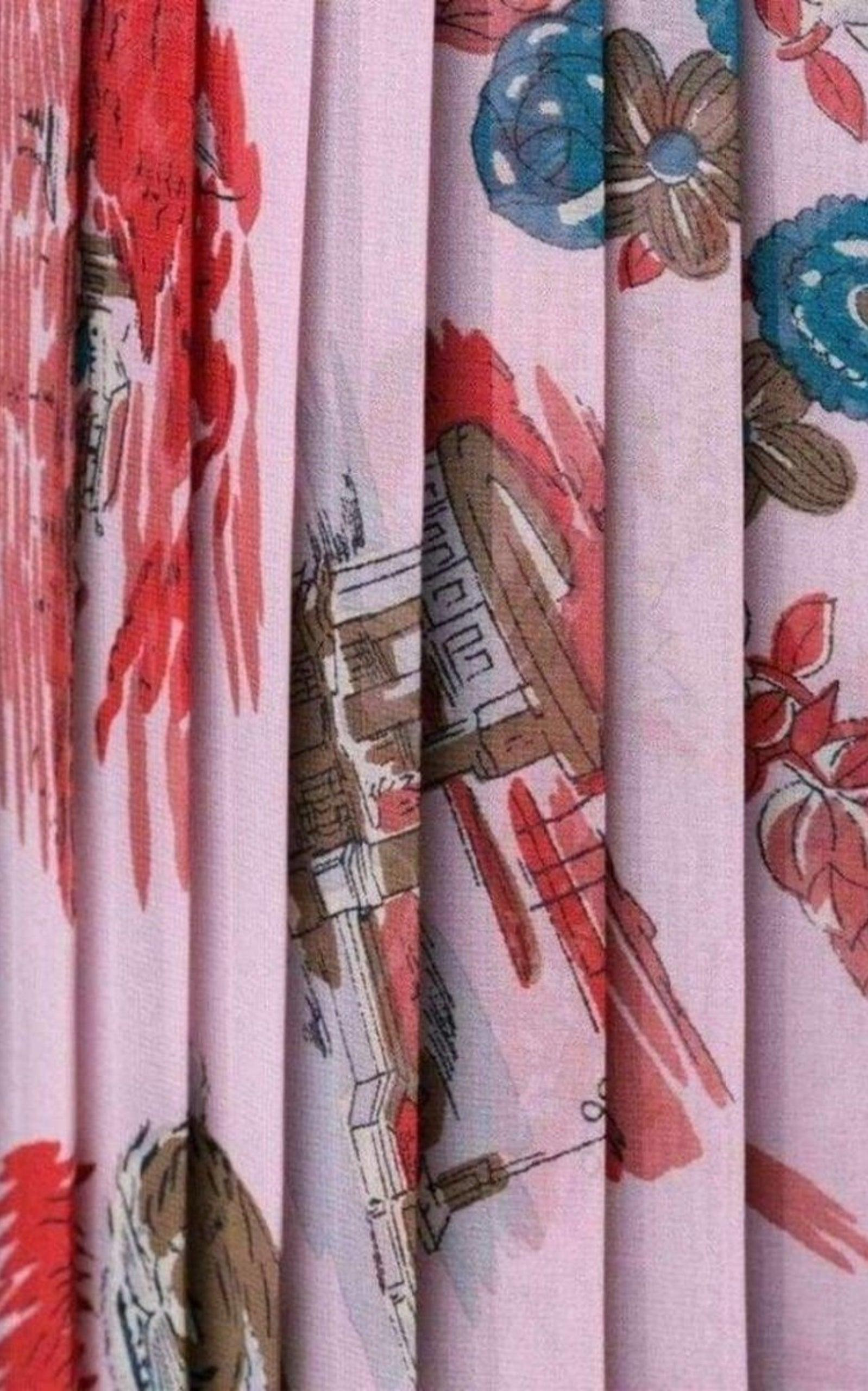 Souvenir Scarf Print Pleated Skirt - 5