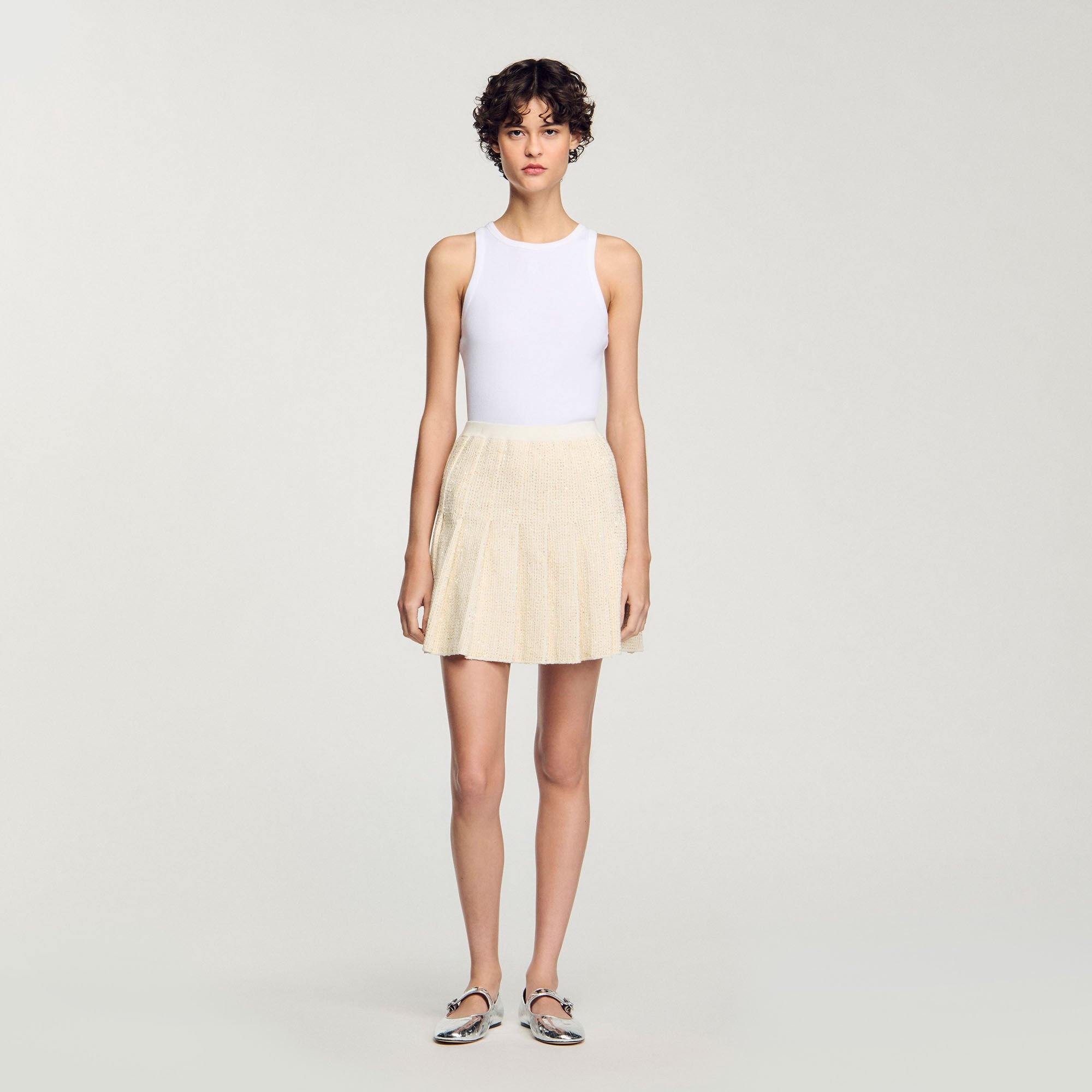 MINI TWEED PLEATED SKIRT - 2
