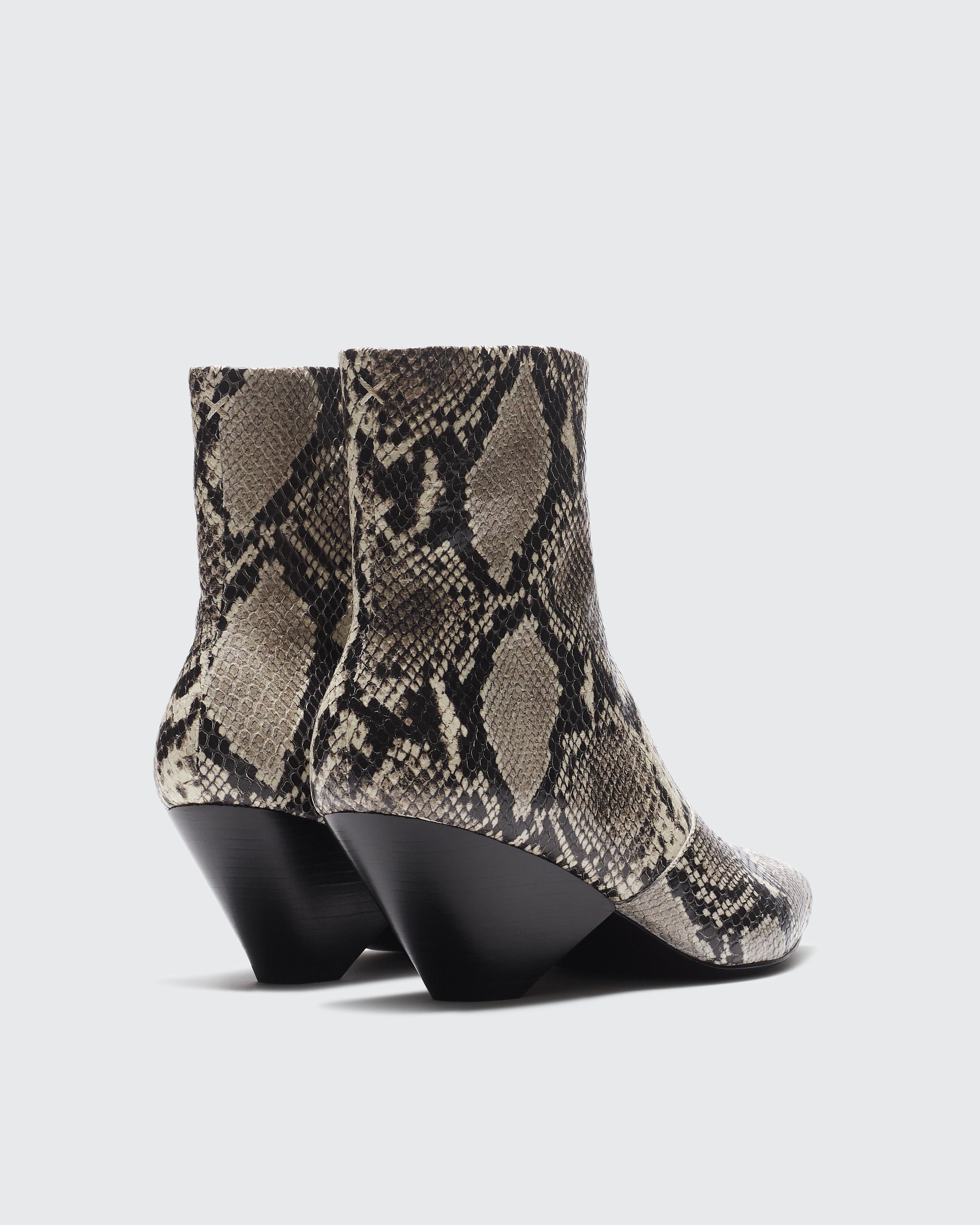 Spire Boot - Snake Printed Leather
Heeled Ankle Boot - 3